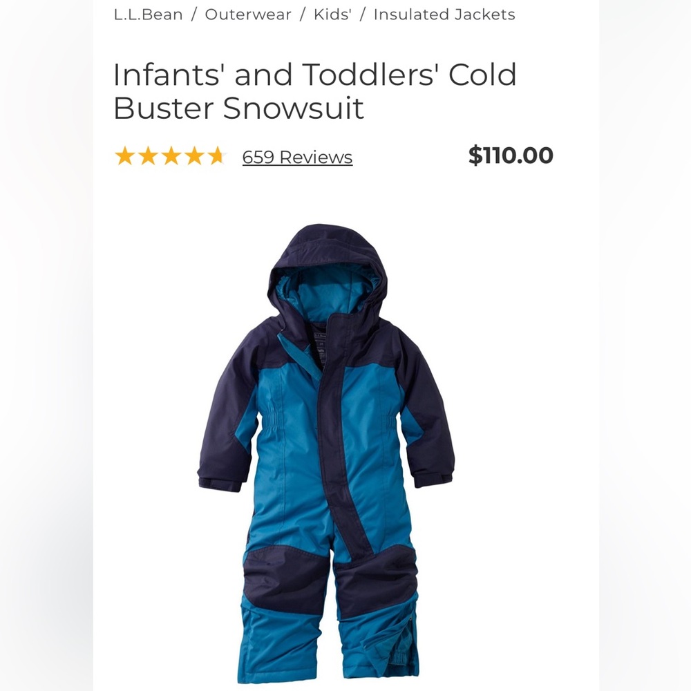 L.L.Bean Blue Toddler Snowsuit - Picture 7 of 8